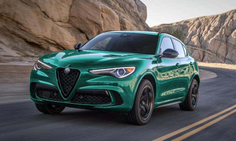 2023 Alfa Romeo Stelvio Quadrifoglio driving in canyon