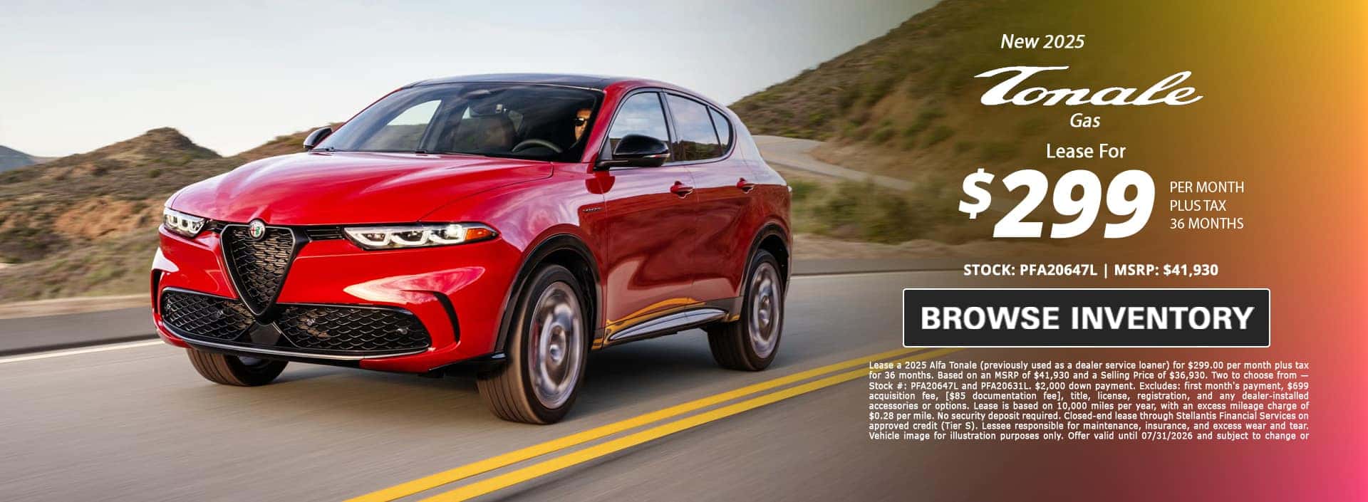 New Alfa Romeo Tonale Lease Special