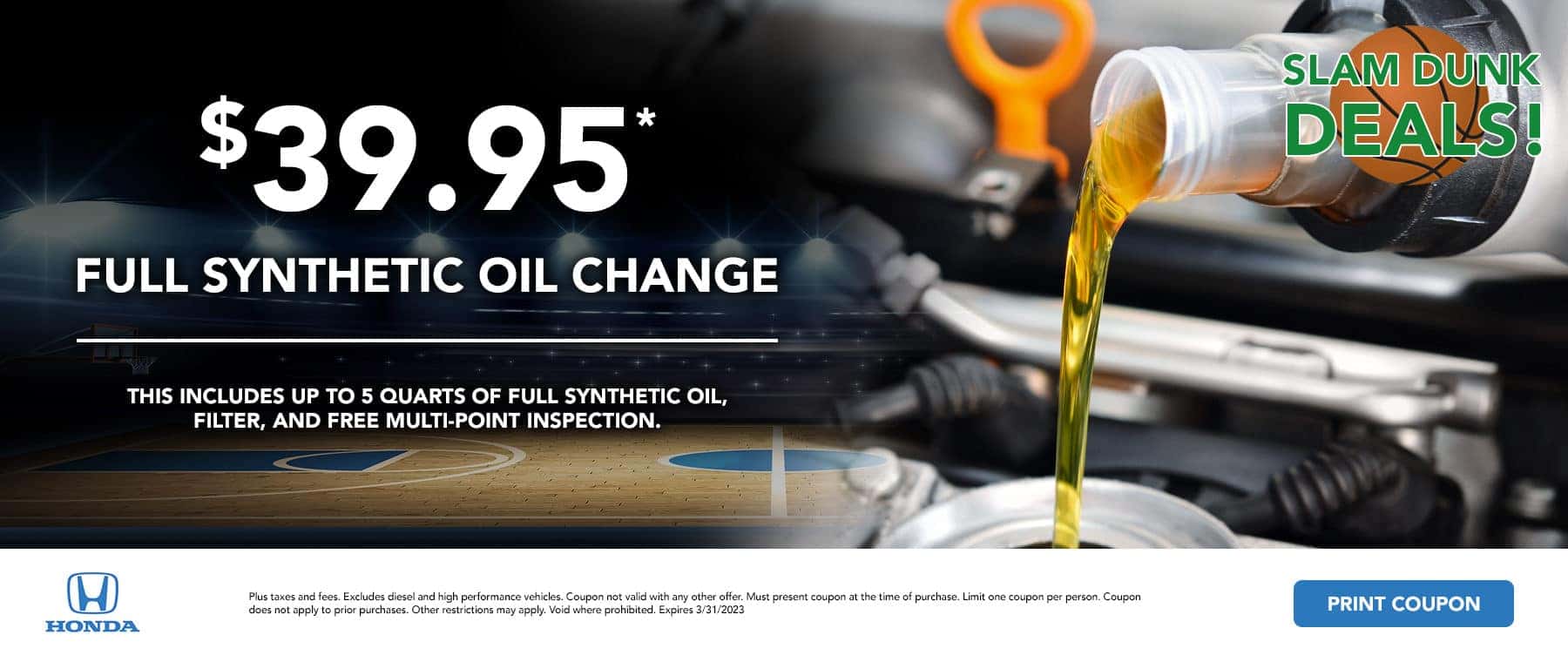 39.95 Synthetic Oil Change
