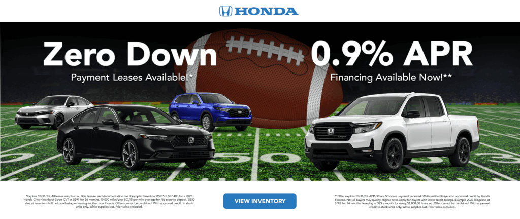 Zero Down Payment Leases Available | 0.9% APR Financing available