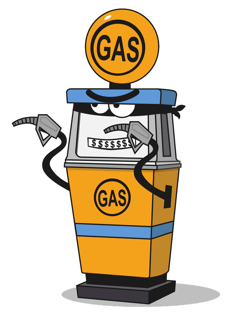 Cartoon of a menacing gas pump