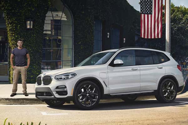 Man standing next to a newly purchased BMW