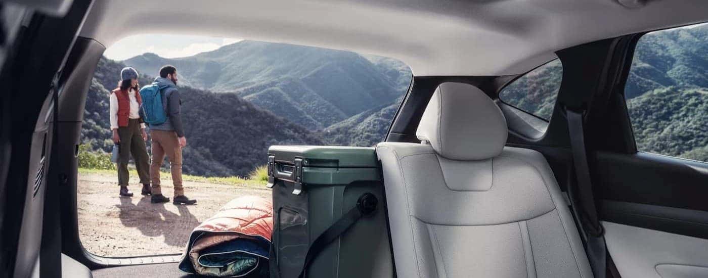 Black and white rear cargo area in a 2025 Hyundai Tucson.