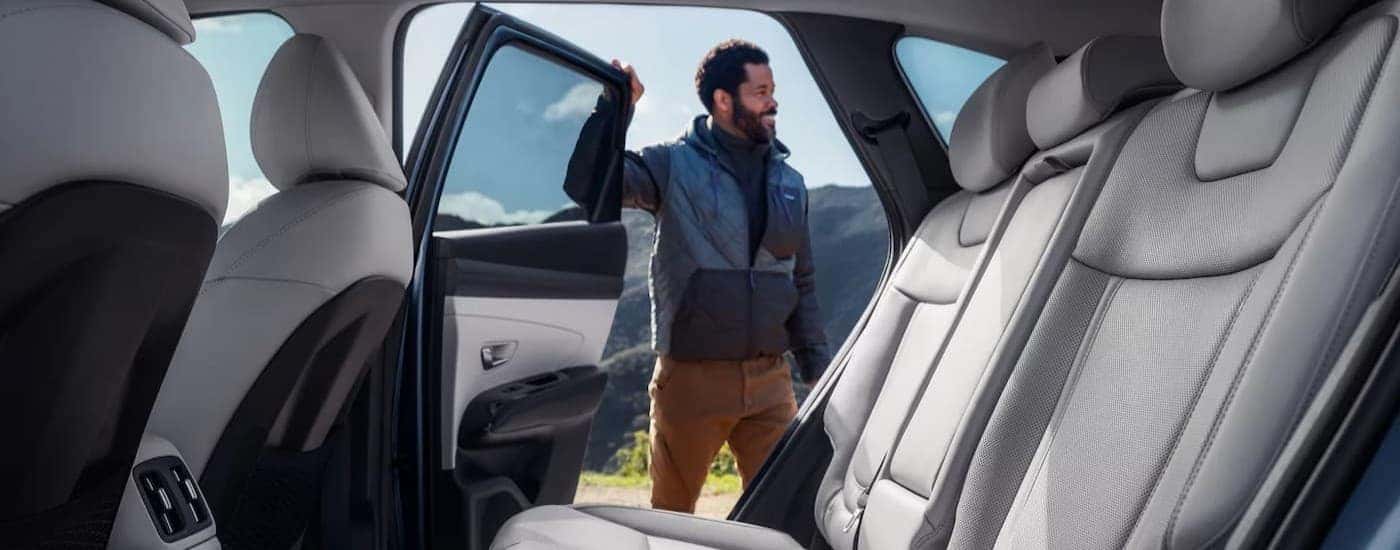The gray rear interior in a 2026 Hyundai Tucson.