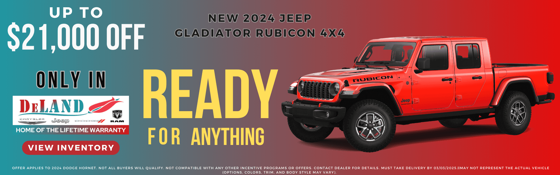 UP TO $21,000 OFF 2024 JEEP GLADIATOR RUBICON