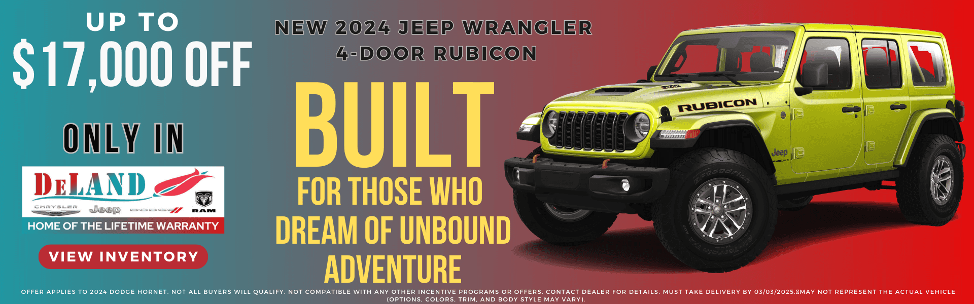 UP TO $17,000 OFF 2024 JEEP WRANGLER RUBICON