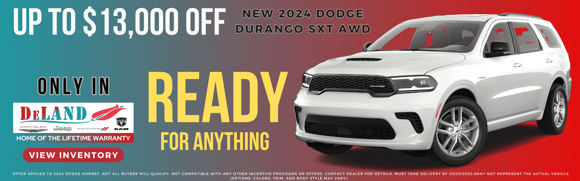 UP TO $13,000 OFF DODGE DURANGO