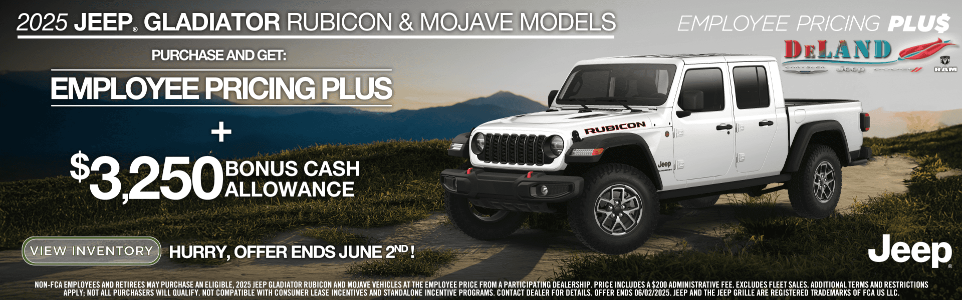 Employee Pricing Plus 2025 Jeep Gladiator Rubicon and Mojave