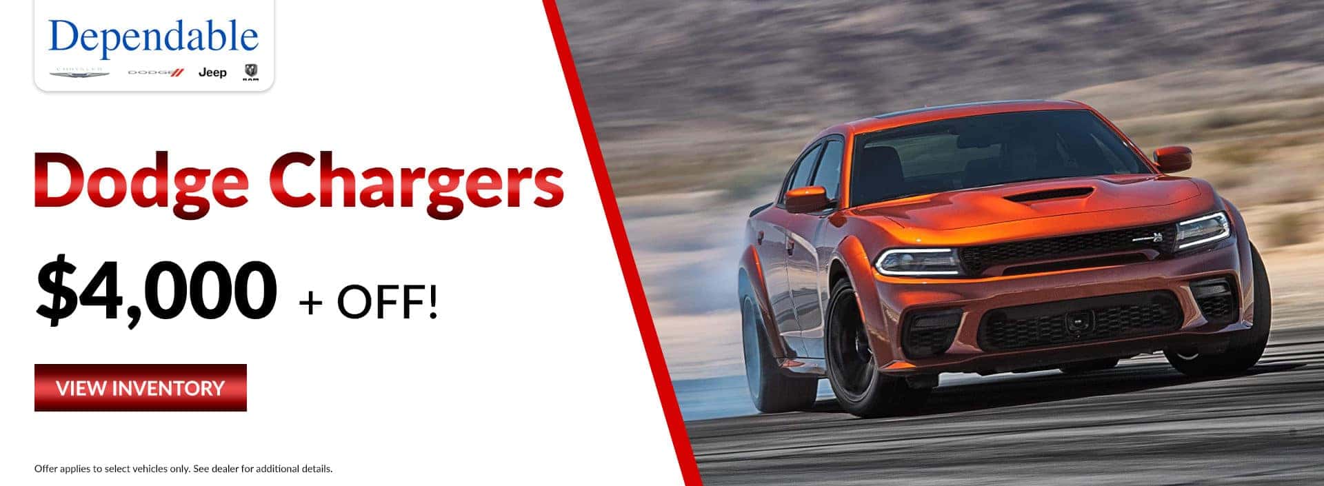 $4000 + Off Dodge Chargers