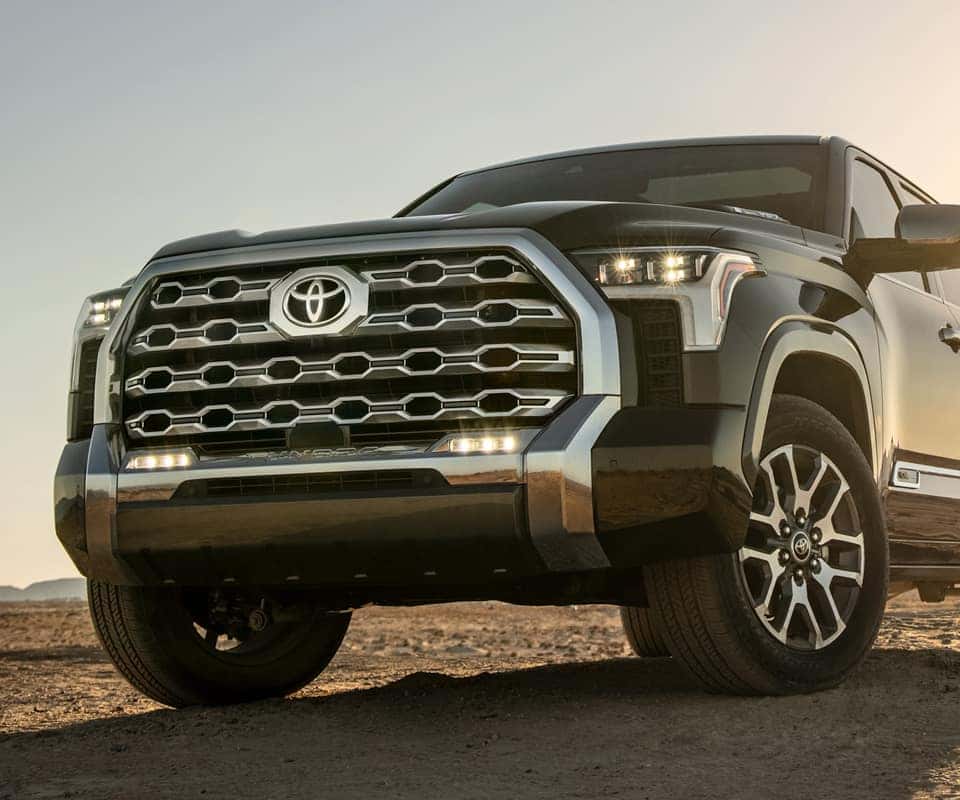 What is a Tire Rotation? at Halterman's Toyota | Hero Shot of the 2022 Toyota Tundra in a Desert