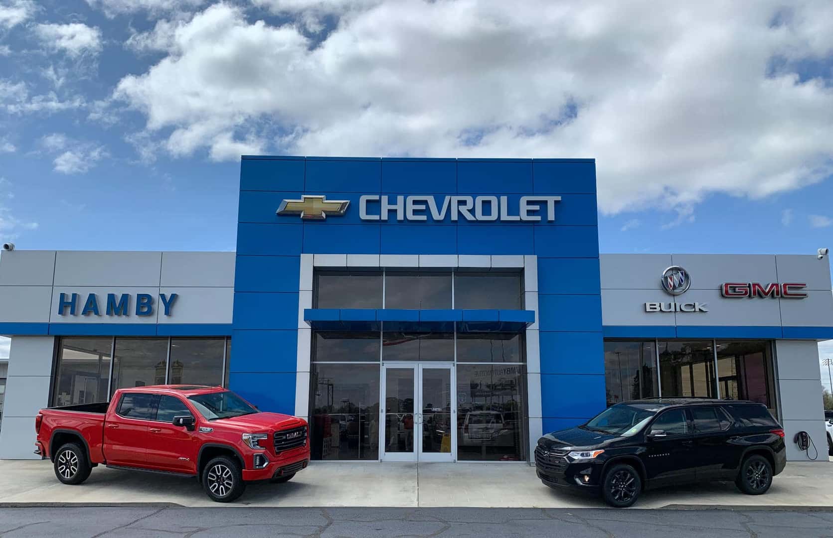 An exterior shot of Hamby Chevrolet.