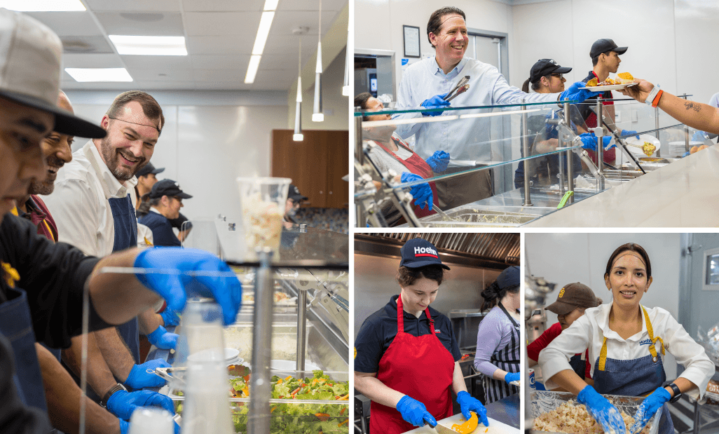 hoehn employees cooking and serving food
