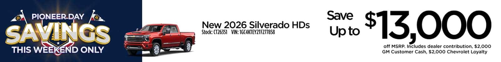 Silverado HD Up to $13,000 off MSRP