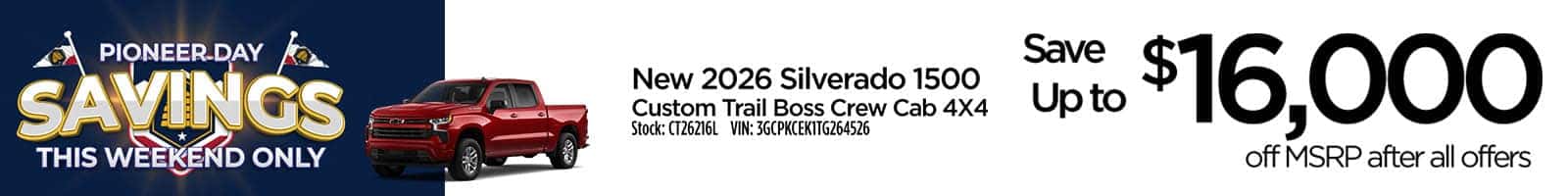 Silverado 1500 up to $16,000 off MSRP