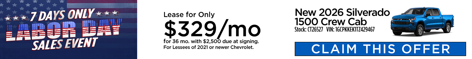 Silverado Lease Labor Day