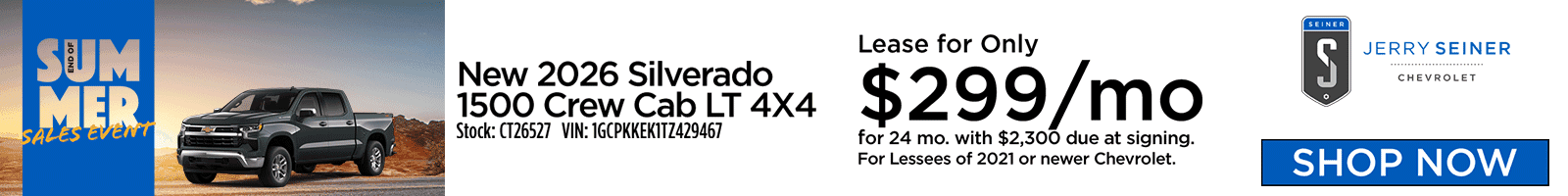 Aug 26 Silverado Lease $299
