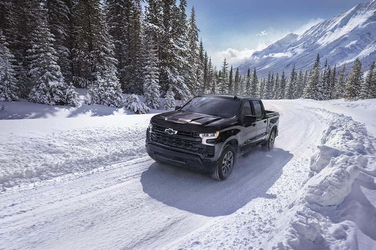 2026 Chevrolet Silverado 1500 Crew Cab 4x4 navigating winter snowpack along the Wasatch Front