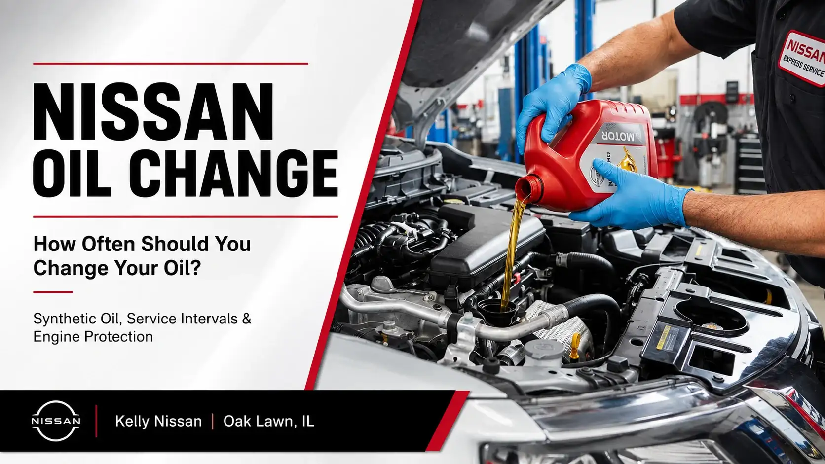 Oil change service for Nissan vehicles at Kelly Nissan service center