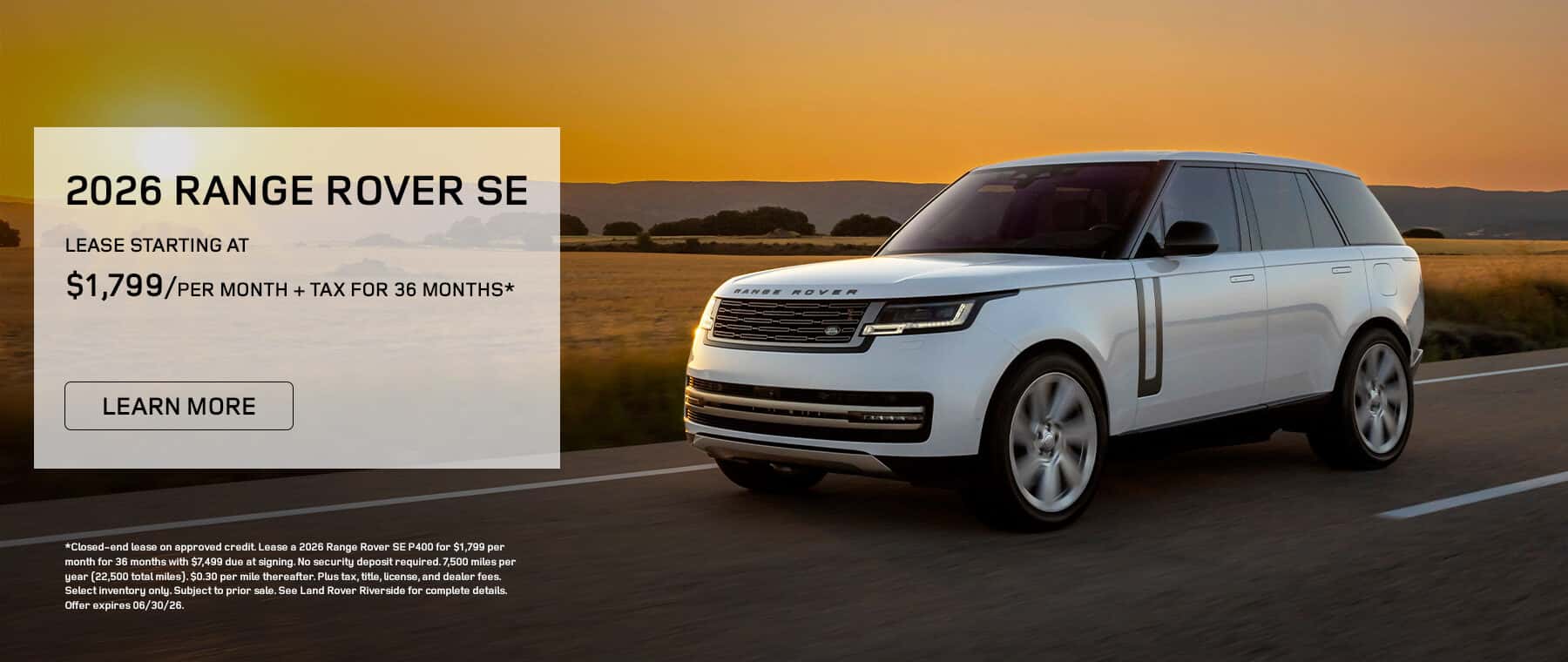 2026 RANGE ROVER SE Lease Special