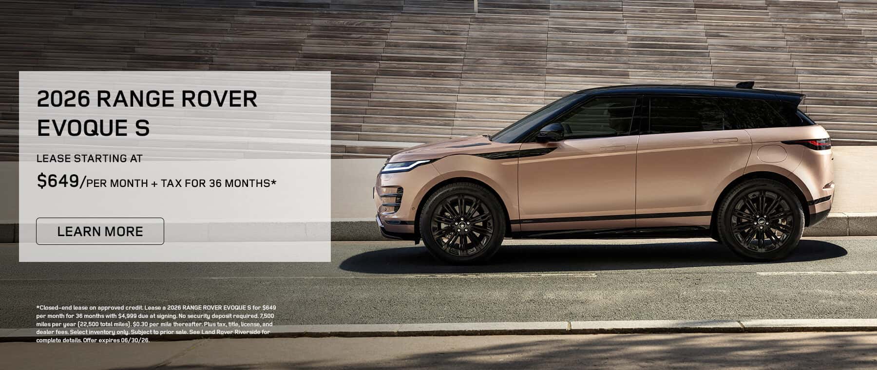 2026 RANGE ROVER EVOQUE S Lease Banner