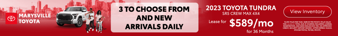 3 TO CHOOSE FROM AND NEW ARRIVALS DAILY 2023 Toyota Tundra SR5 CREW MAX 4X4 Lease for $589/mo for 36 Months