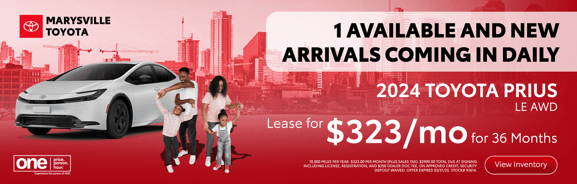 2024 Toyota Prius LE AWD Lease for $323/mo for 36 Months
