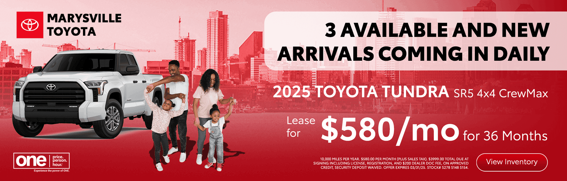 2025 Toyota Tundra SR5 4x4 Crewmax Lease for $580/mo for 36 Months