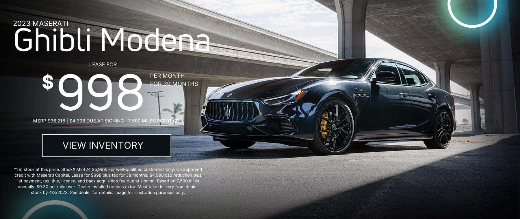 new 2023 maserati ghibli modena lease special