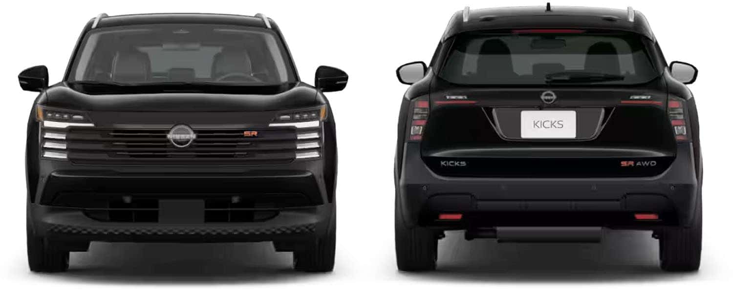 2025 Nissan Kicks Super Black Exterior Front and Rear View
