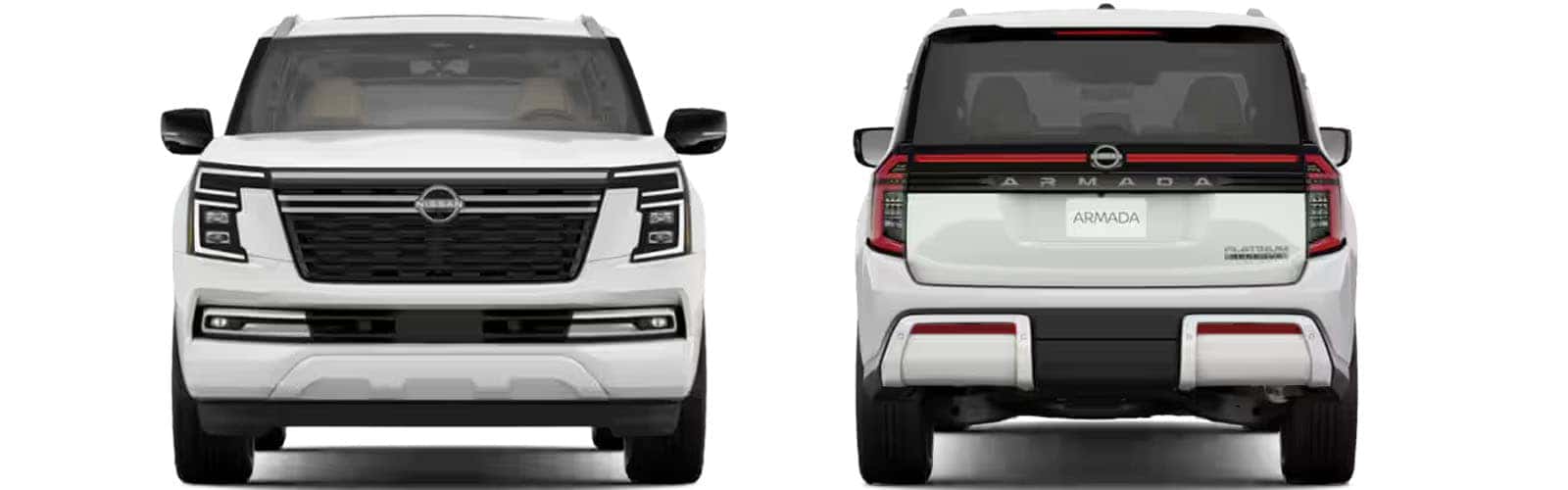 2025 Nissan Armada for Sale Everest White TriCoat Exterior Front and Rear Views