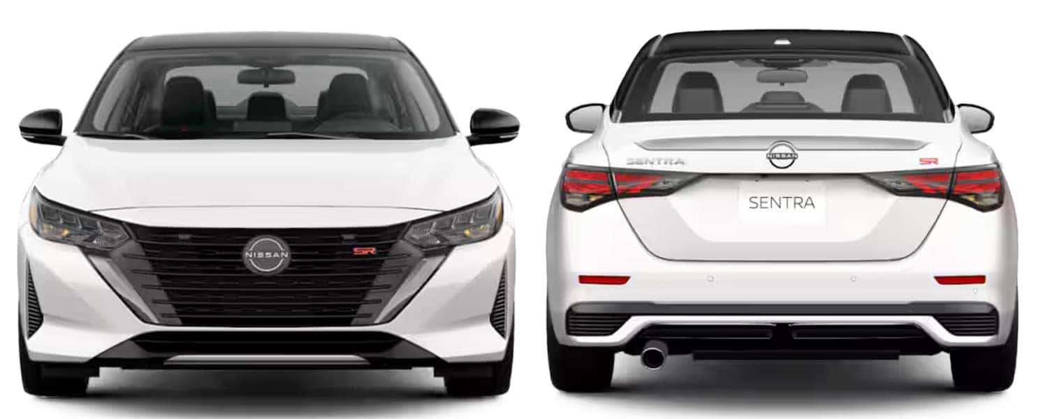 2025 Nissan Sentra for Sale North Olmsted Ohio Near Cleveland Ohio Aspen White Exterior Color Front and Rear View