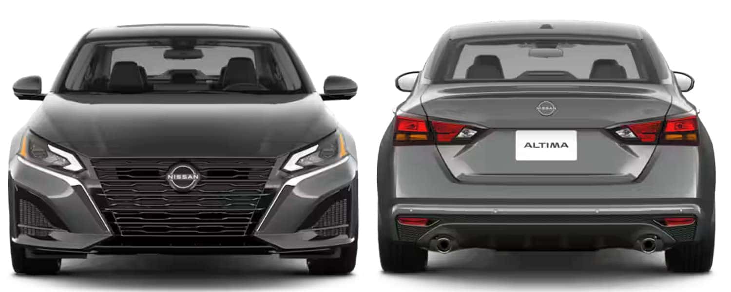 2025 Nissan Altima Gun Metallic Exterior Color Front and Rear View Image