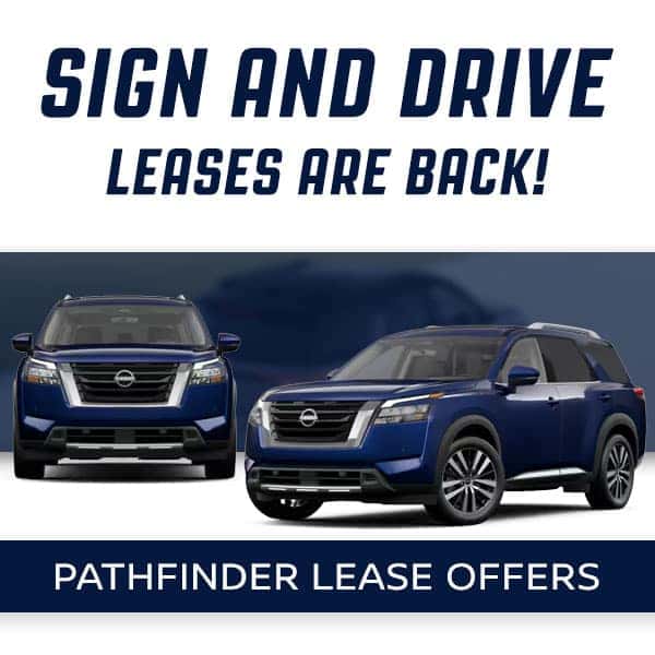 Blue Nissan Pathfinder Sign and Drive Leases Are Available in North Olmsted Near Cleveland Ohio