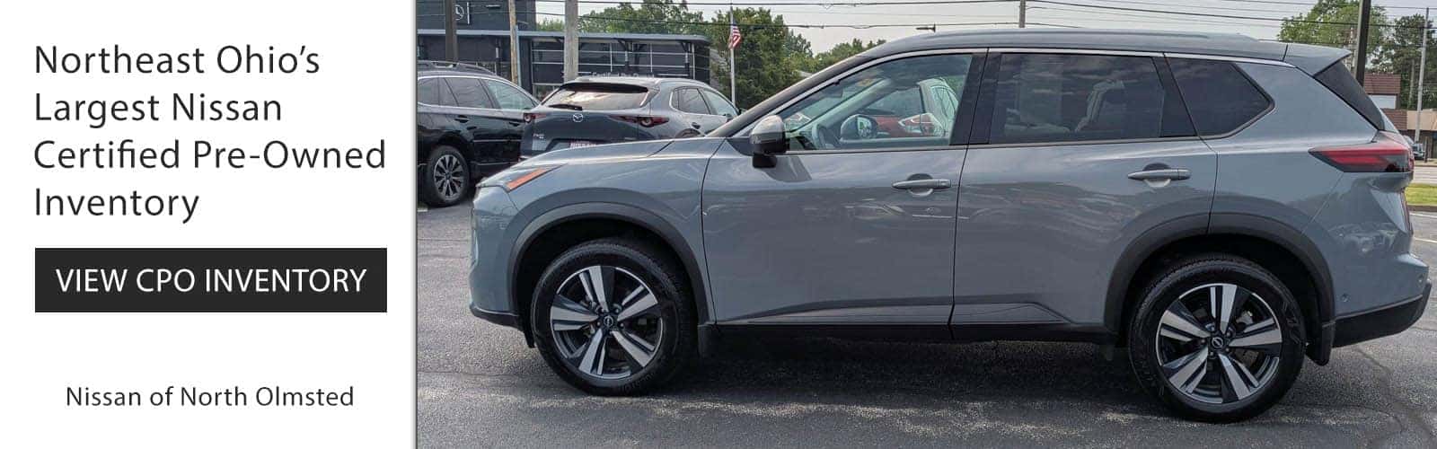 Nissan Certified Pre-Owned Nissan Rogue for sale Near Cleveland Ohio Exterior Driver Side Image