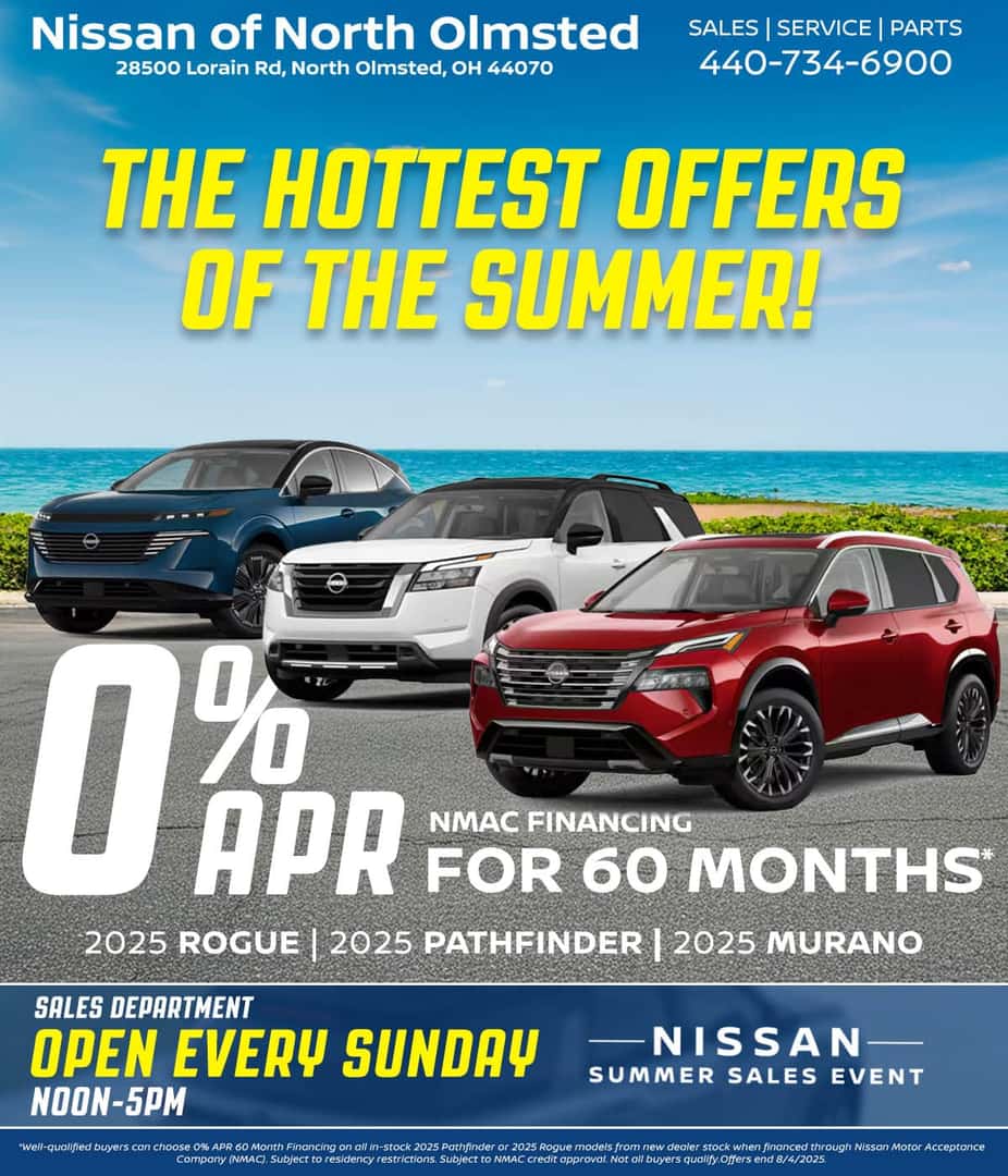 2025 Nissan Summer Sale 0% APR Financing for 60 Months Available on 2025 Rogue, 2025 Pathfinder, and 2025 Murano models!