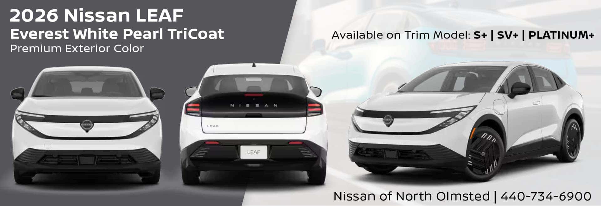 2026 Nissan LEAF Everest White Pearl TriCoat Exterior Color