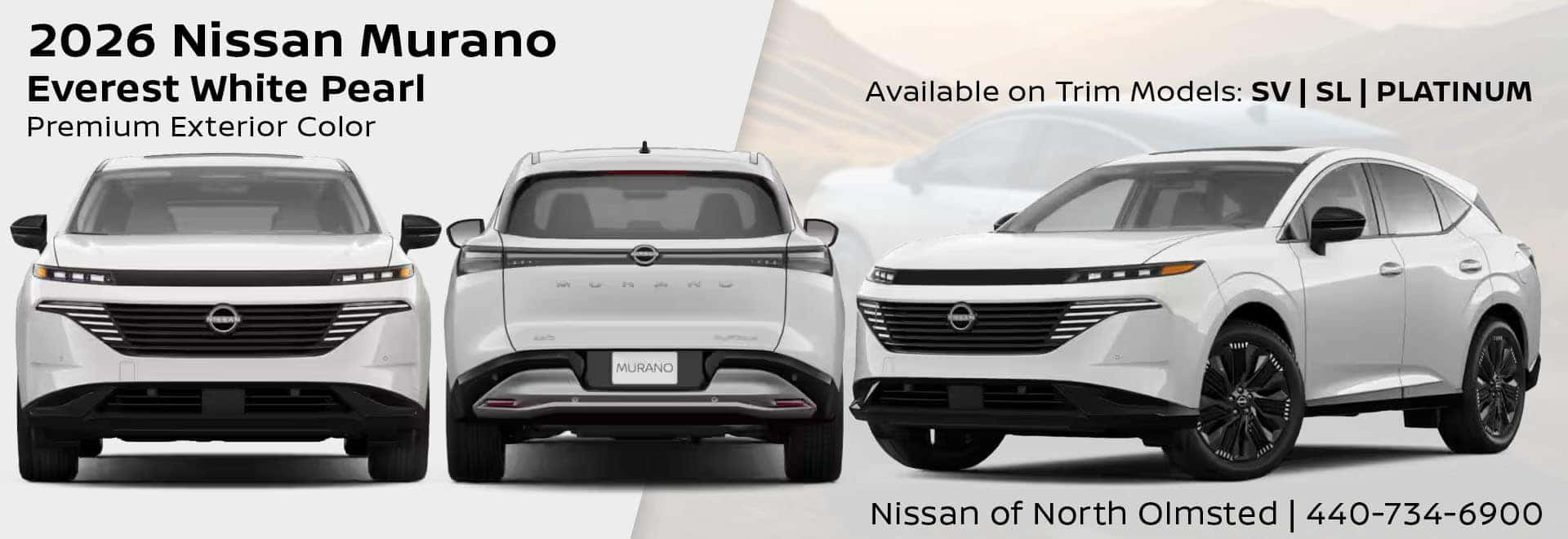 2026 Nissan Murano Everest White Pearl Exterior Color