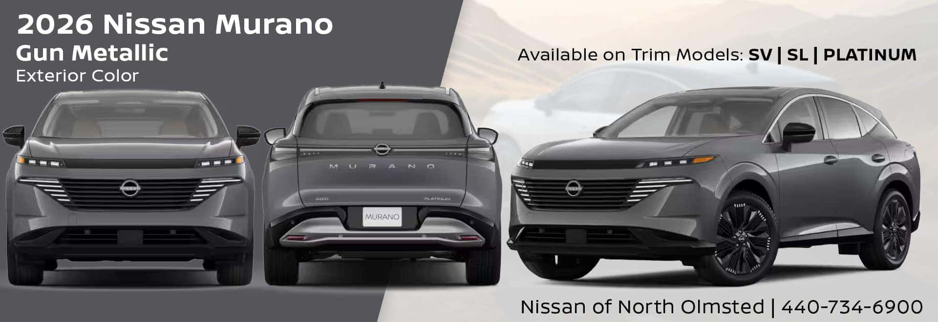 2026 Nissan Murano Gun Metallic Exterior Color