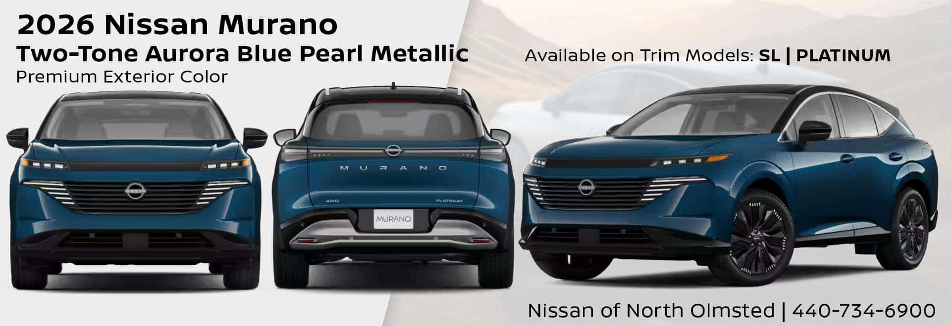 2026 Nissan Murano Aurora Blue Pearl Metallic Two-Tone Exterior Color