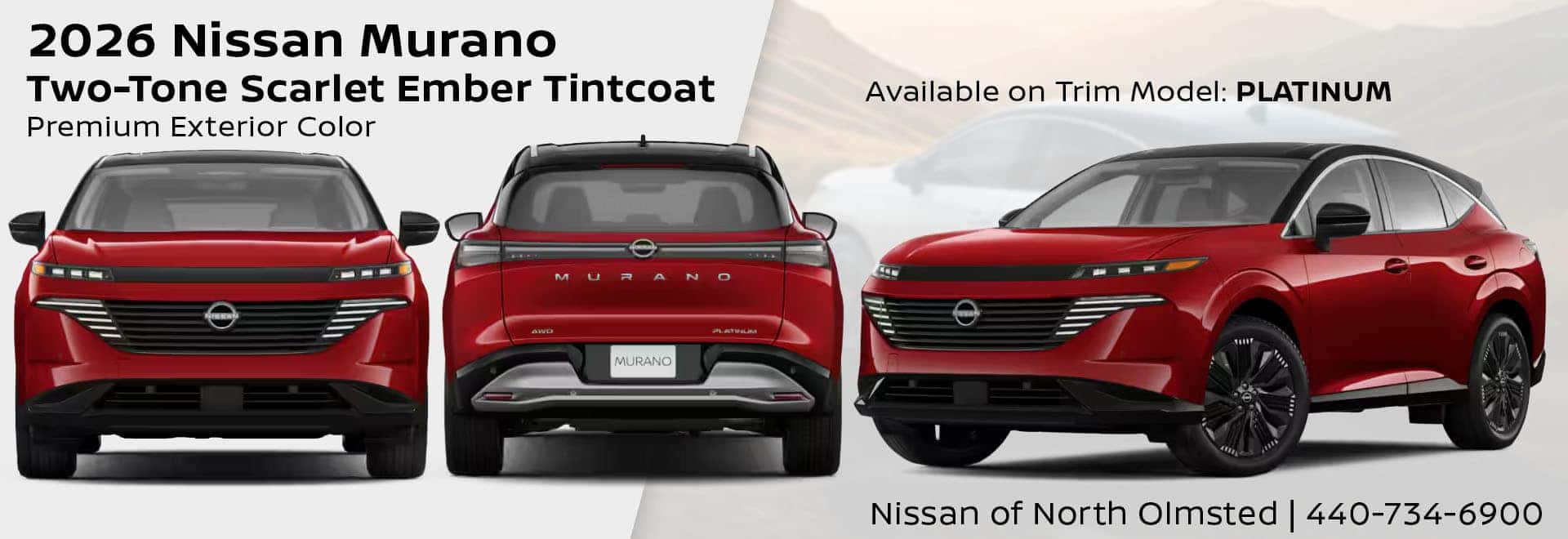 2026 Nissan Murano Scarlet Ember Tintcoat Red Two-Tone Exterior Color