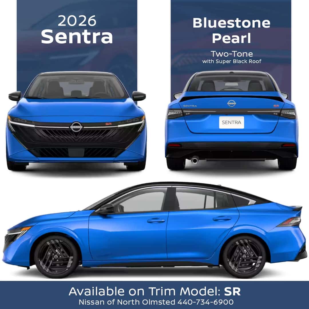 Two-Tone Bluestone Pearl Blue exterior color 2026 Nissan Sentra for sale near Cleveland Ohio
