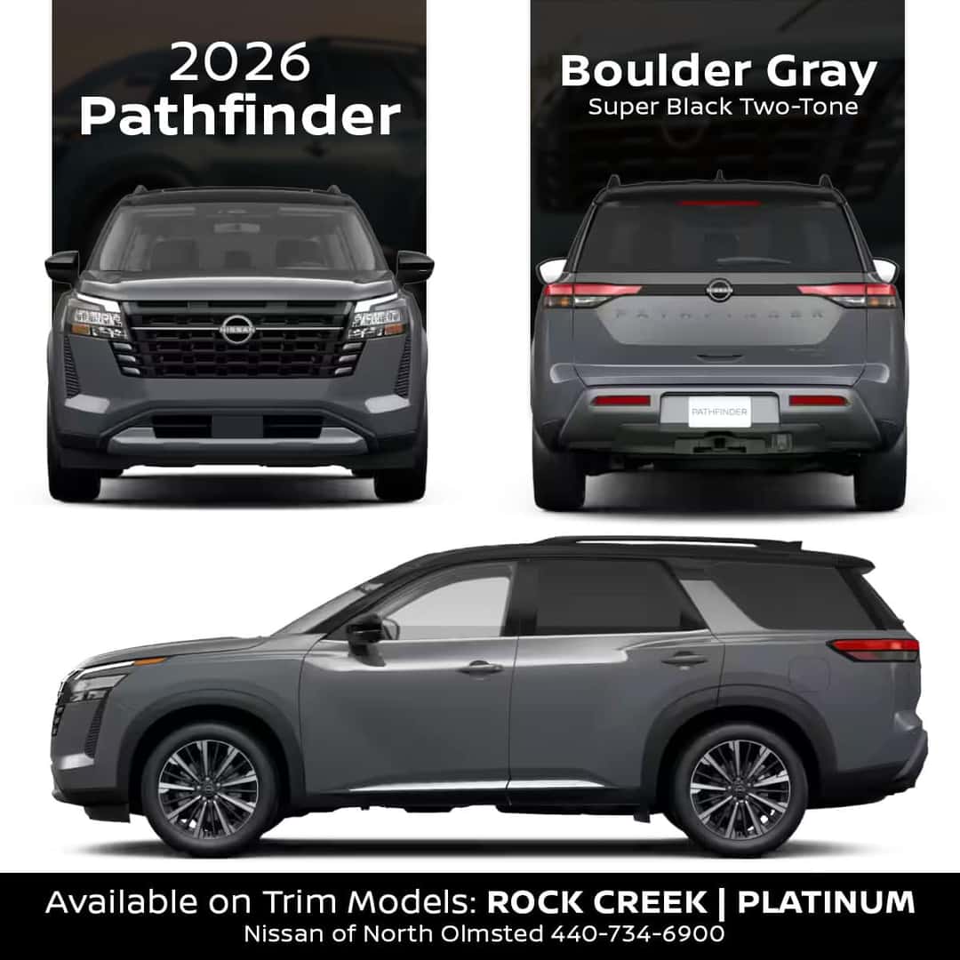 2026 Nissan Pathfinder Two-Tone Boulder Gray Pearl with Black Roof Exterior Color