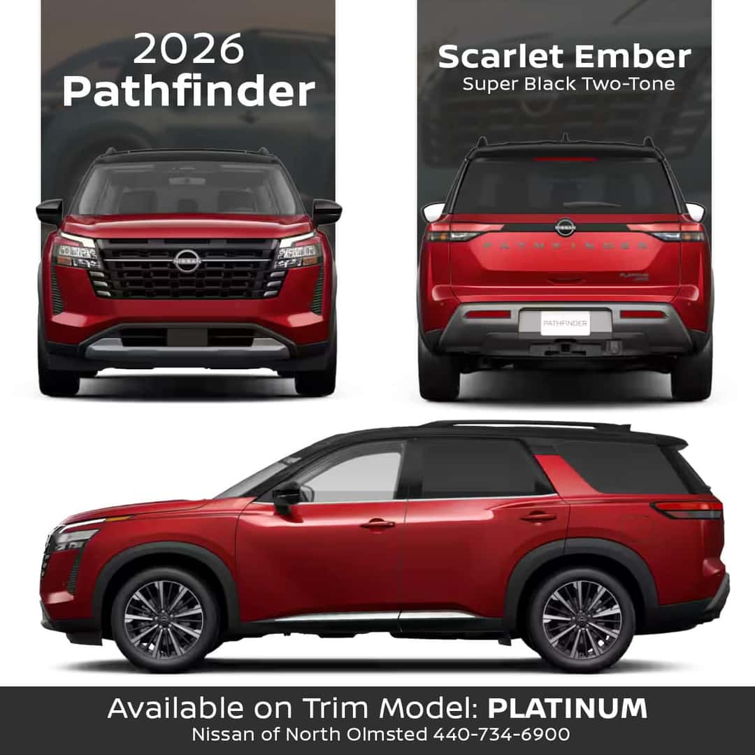 2026 Nissan Pathfinder Two-Tone Scarlet Ember Tintcoat with Black Roof Exterior Color