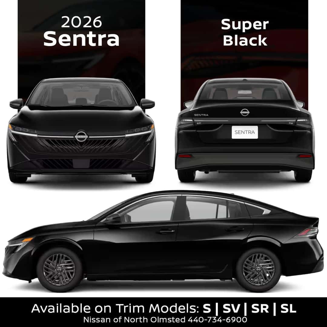 Super Black exterior color 2026 Nissan Sentra for sale near Cleveland Ohio