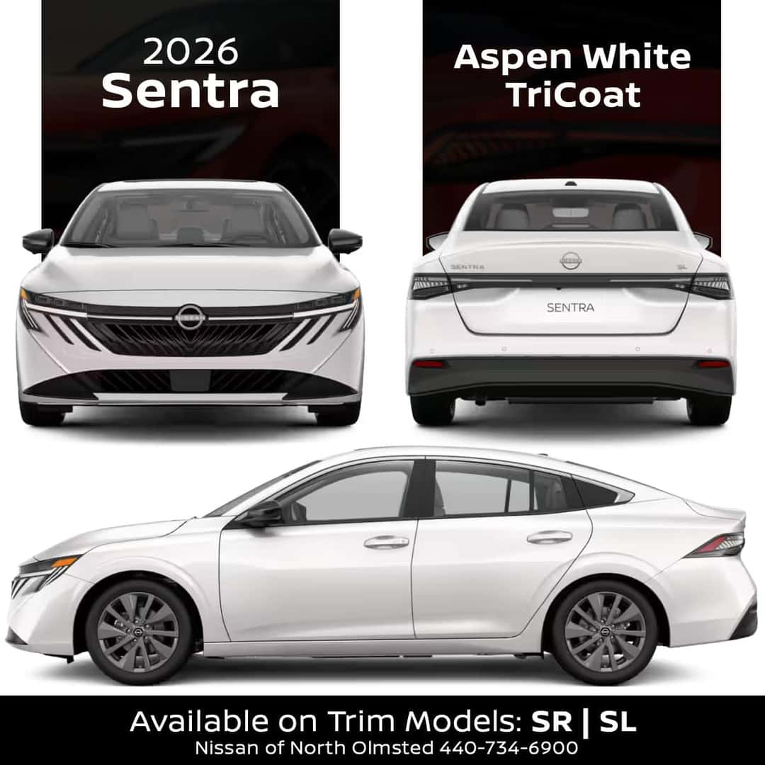 Aspen White TriCoat exterior color 2026 Nissan Sentra for sale near Cleveland Ohio