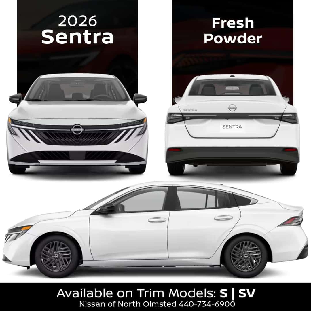 Fresh Powder white exterior color 2026 Nissan Sentra for sale near Cleveland Ohio