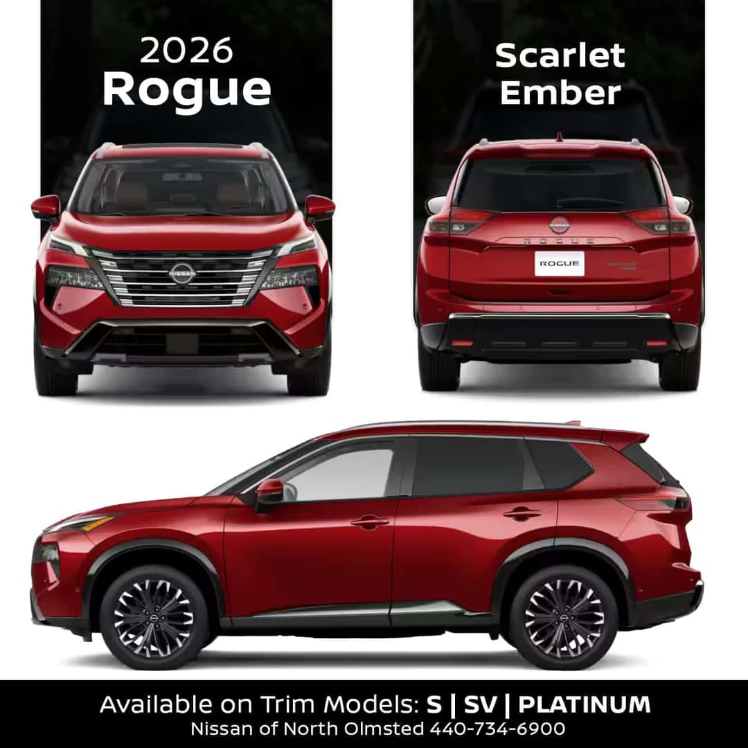 Scarlet Ember Red 2026 Nissan Rogue for Sale Cleveland Ohio