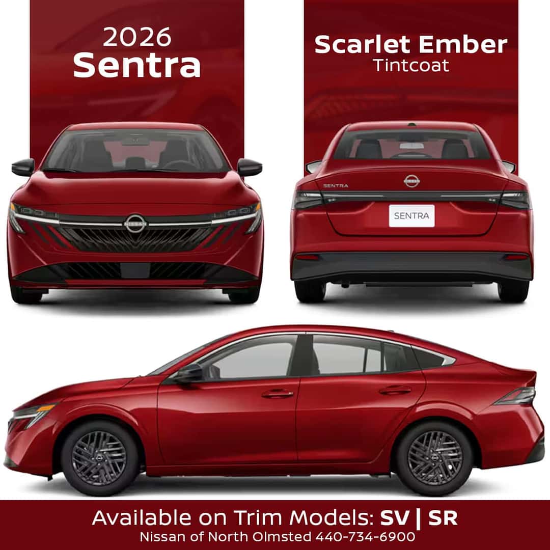Scarlet Ember Red exterior color 2026 Nissan Sentra for sale near Cleveland Ohio
