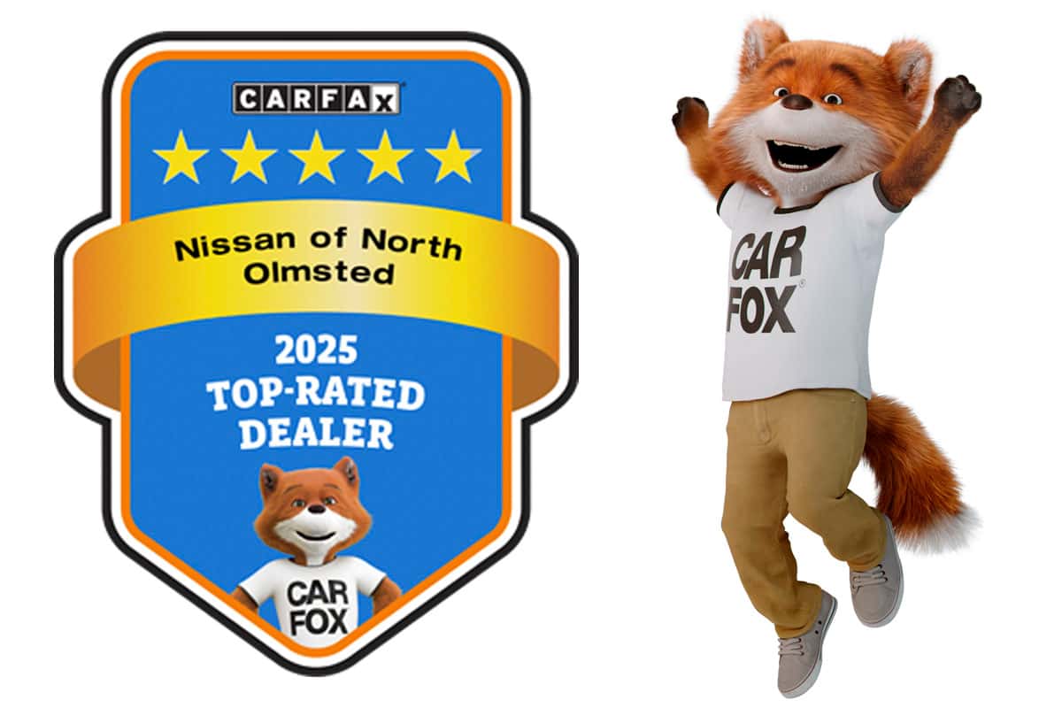 2025 CARFAX Top-Rated Dealer Award badge for Nissan of North Olmsted in Cleveland, Ohio