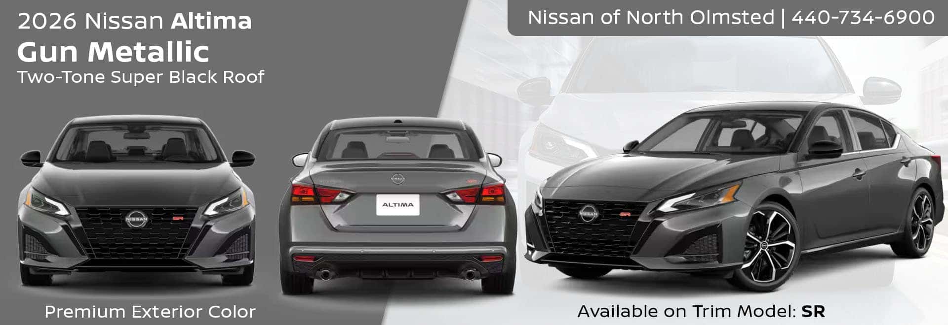 2026 Nissan Altima Two-Tone Gun Metallic dark gray exterior color with black roof Cleveland, Ohio